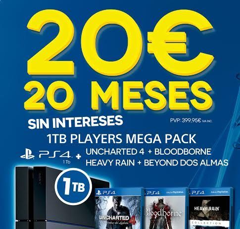 El Players Mega Pack de PlayStation 4 de 1TB es exclusivo de @VideojuegosGAME