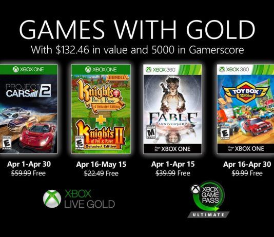 Se anuncian oficialmente los "Games with Gold" de abril, confirmando Project CARS 2 y Fable Anniversary