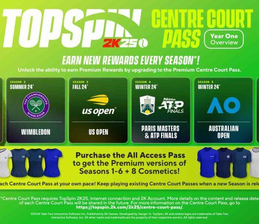 TopSpin 2K25 anuncia su Pase Centre Court con 6 temporadas durante su primer año